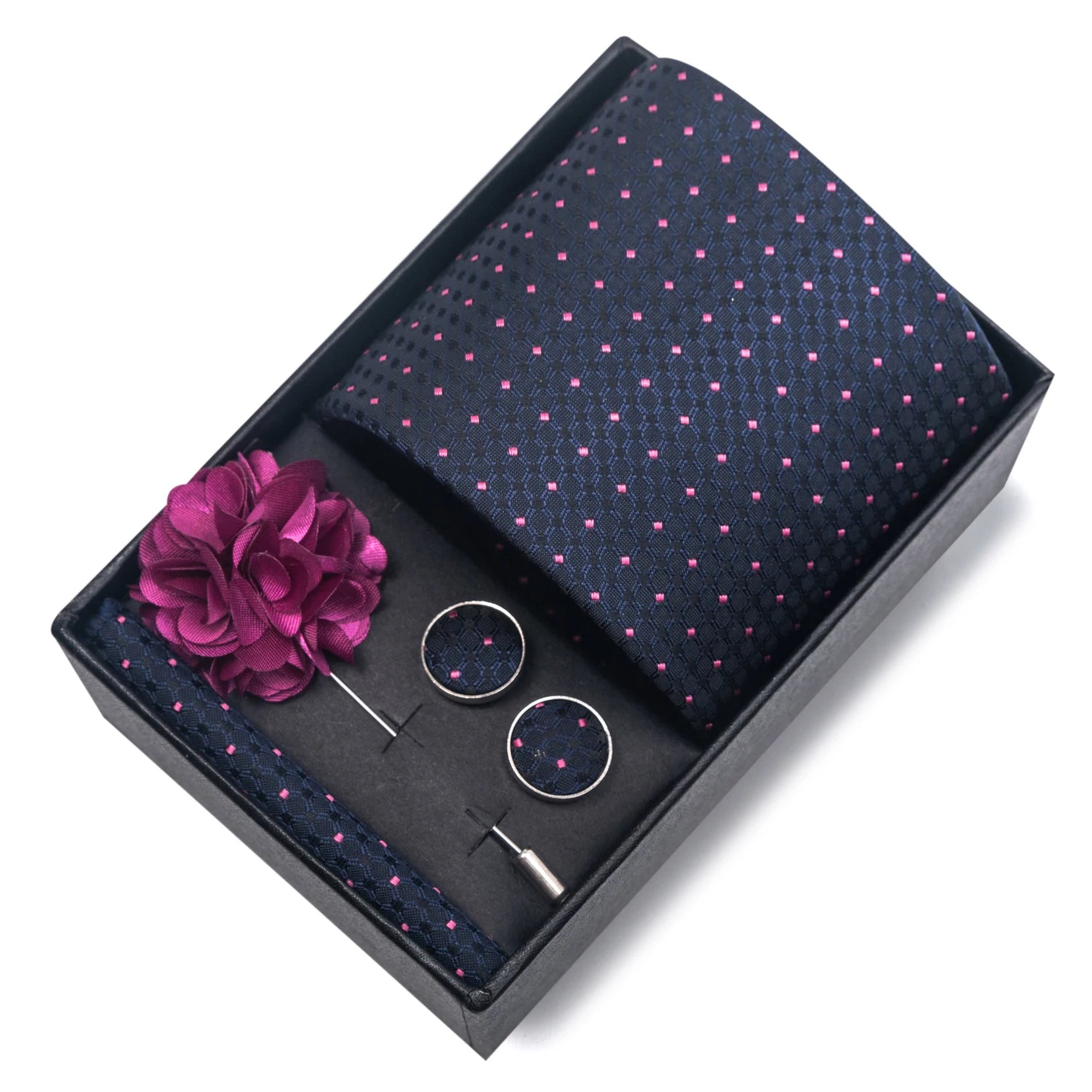 Striped Silk Necktie Gift Set – 4-Piece Men's Accessory Collection
