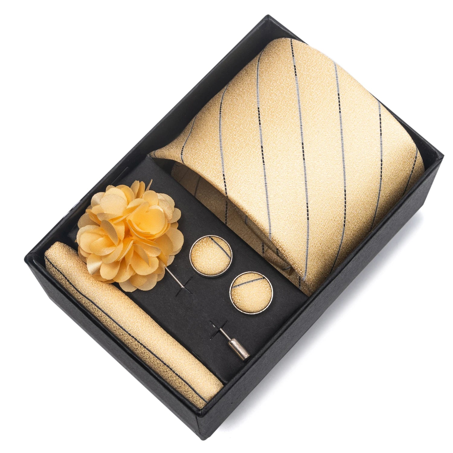 Striped Silk Necktie Gift Set – 4-Piece Men's Accessory Collection