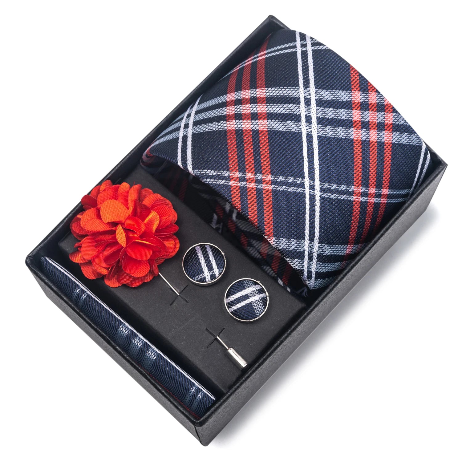 Striped Silk Necktie Gift Set – 4-Piece Men's Accessory Collection