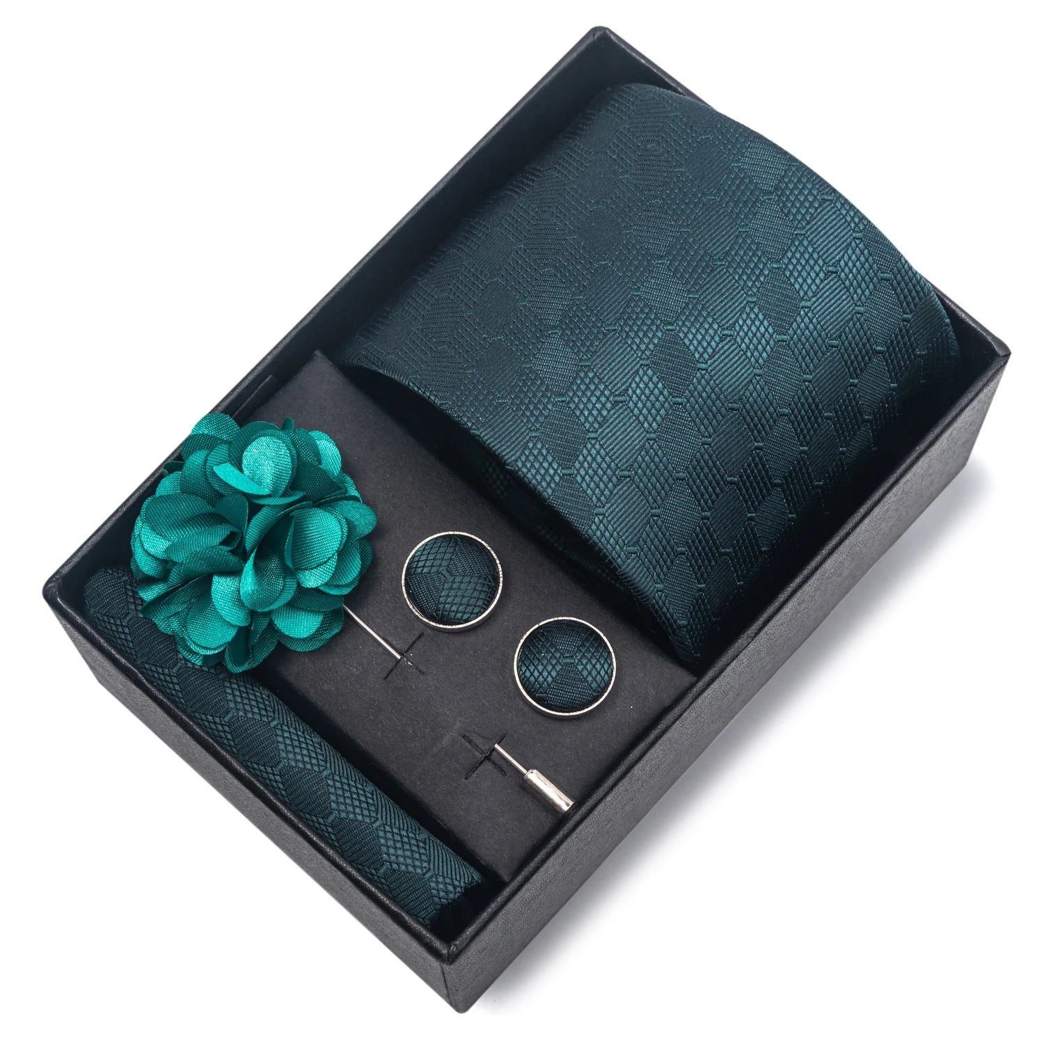 Striped Silk Necktie Gift Set – 4-Piece Men's Accessory Collection