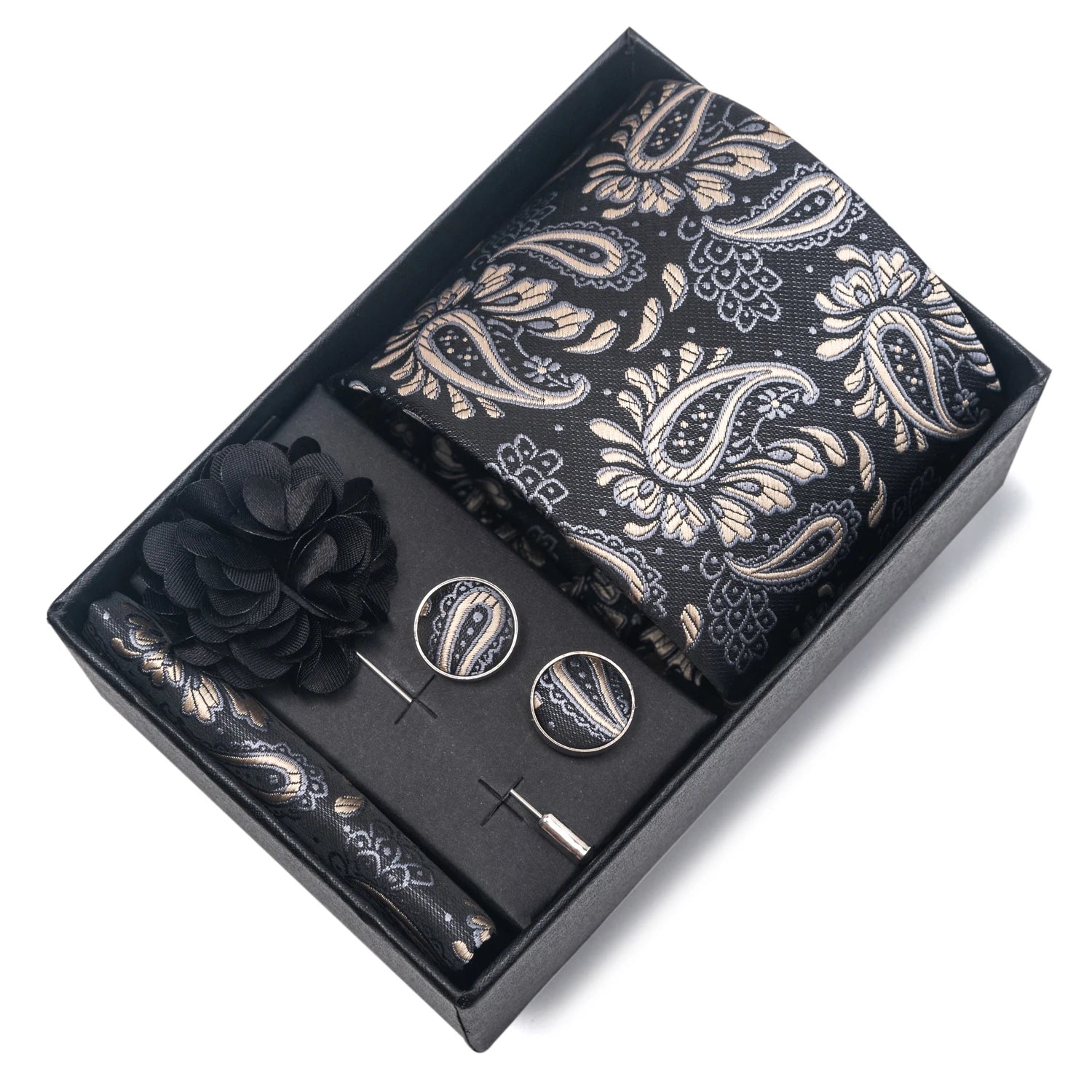 Striped Silk Necktie Gift Set – 4-Piece Men's Accessory Collection