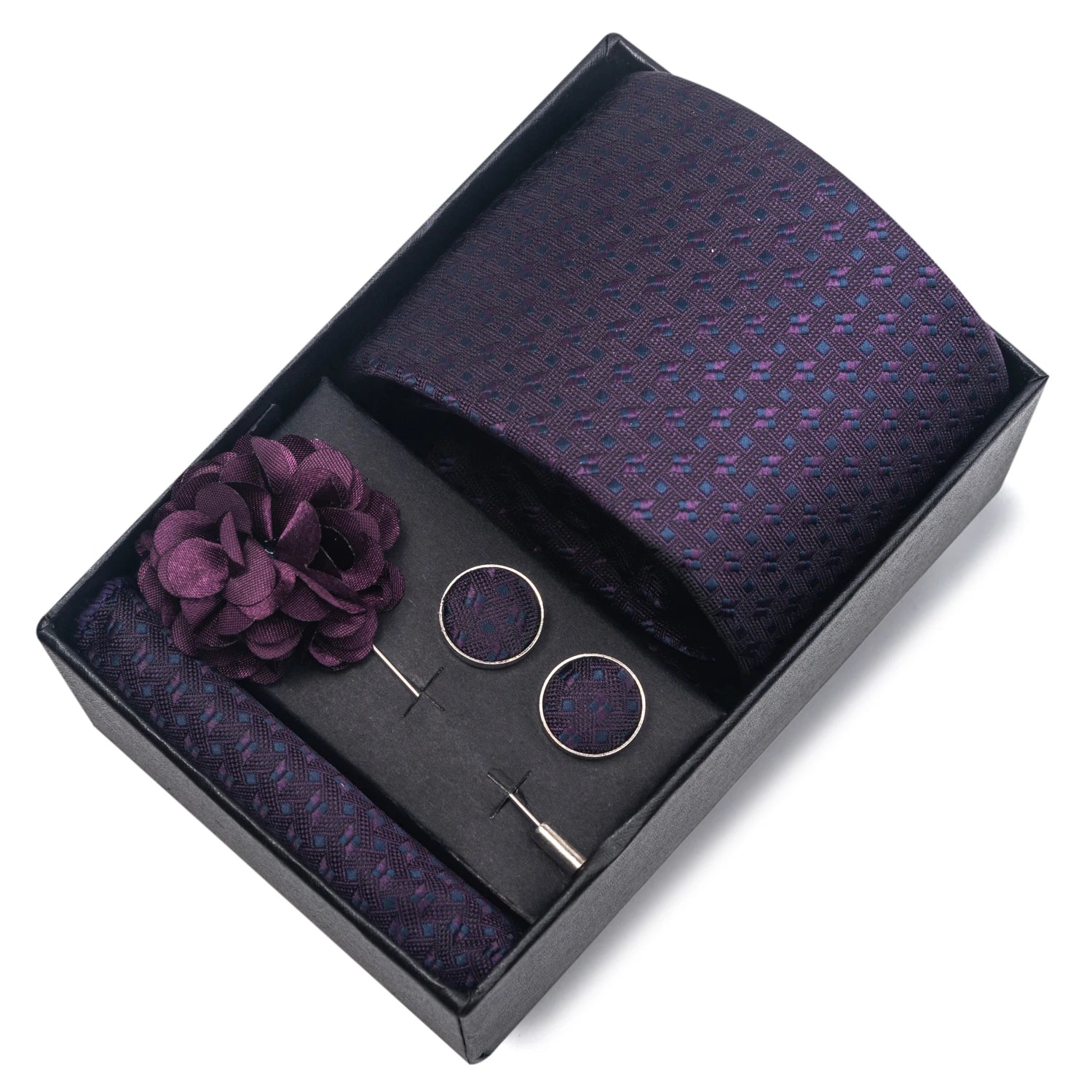Striped Silk Necktie Gift Set – 4-Piece Men's Accessory Collection