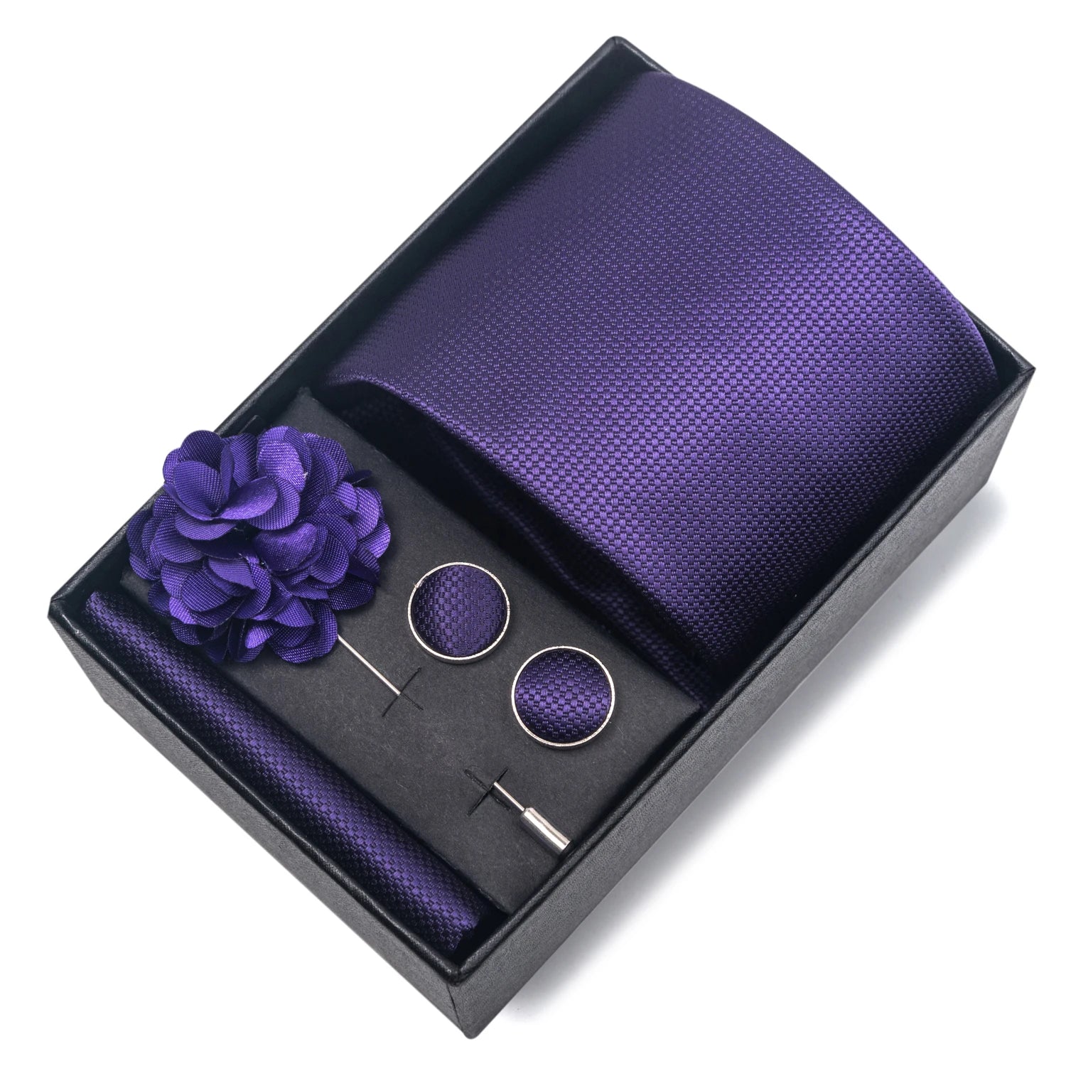 Striped Silk Necktie Gift Set – 4-Piece Men's Accessory Collection