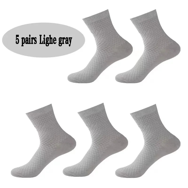 Men's Bamboo Fiber Crew Socks – 5 Pairs