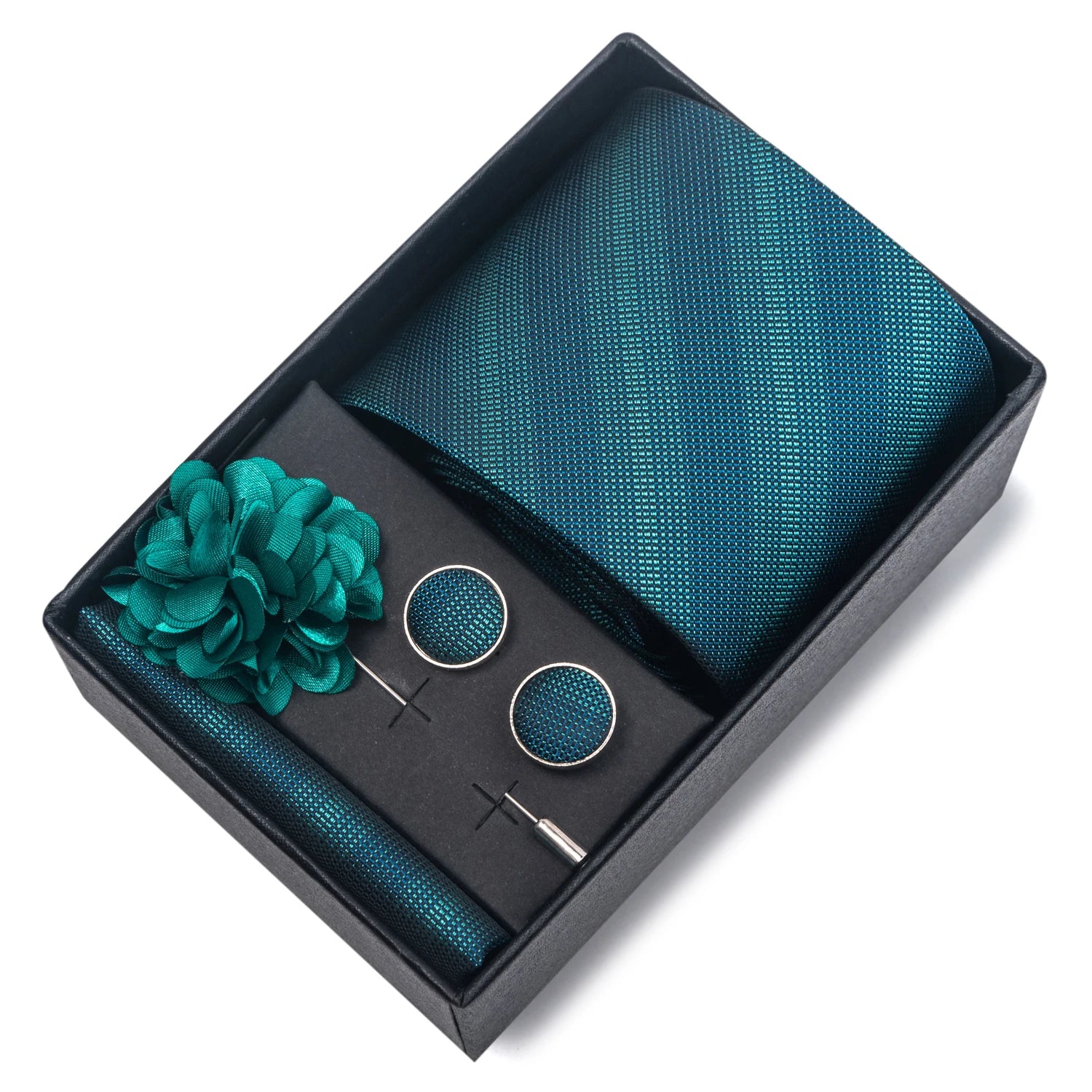 Striped Silk Necktie Gift Set – 4-Piece Men's Accessory Collection