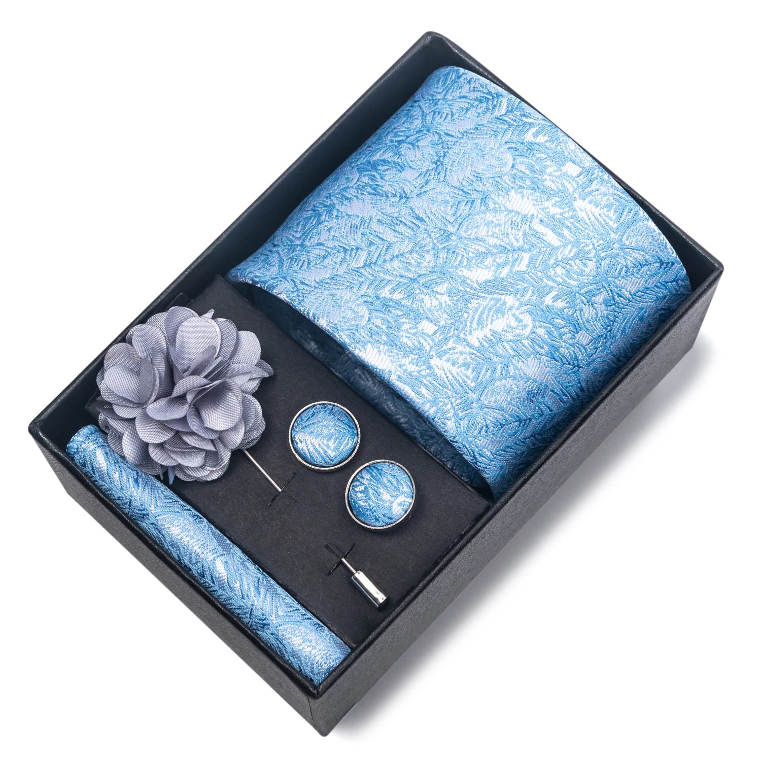 Striped Silk Necktie Gift Set – 4-Piece Men's Accessory Collection