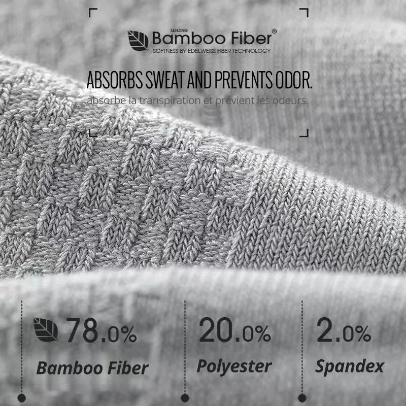 Men's Bamboo Fiber Crew Socks – 5 Pairs