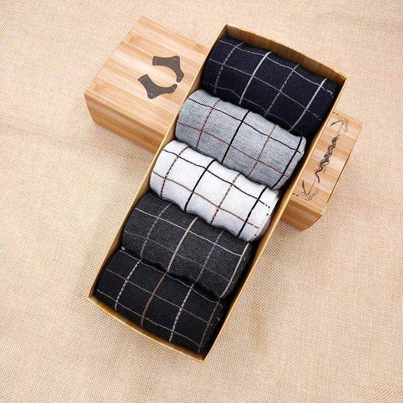 Men's Breathable Cotton Crew Socks – 5-Pair Gift Box
