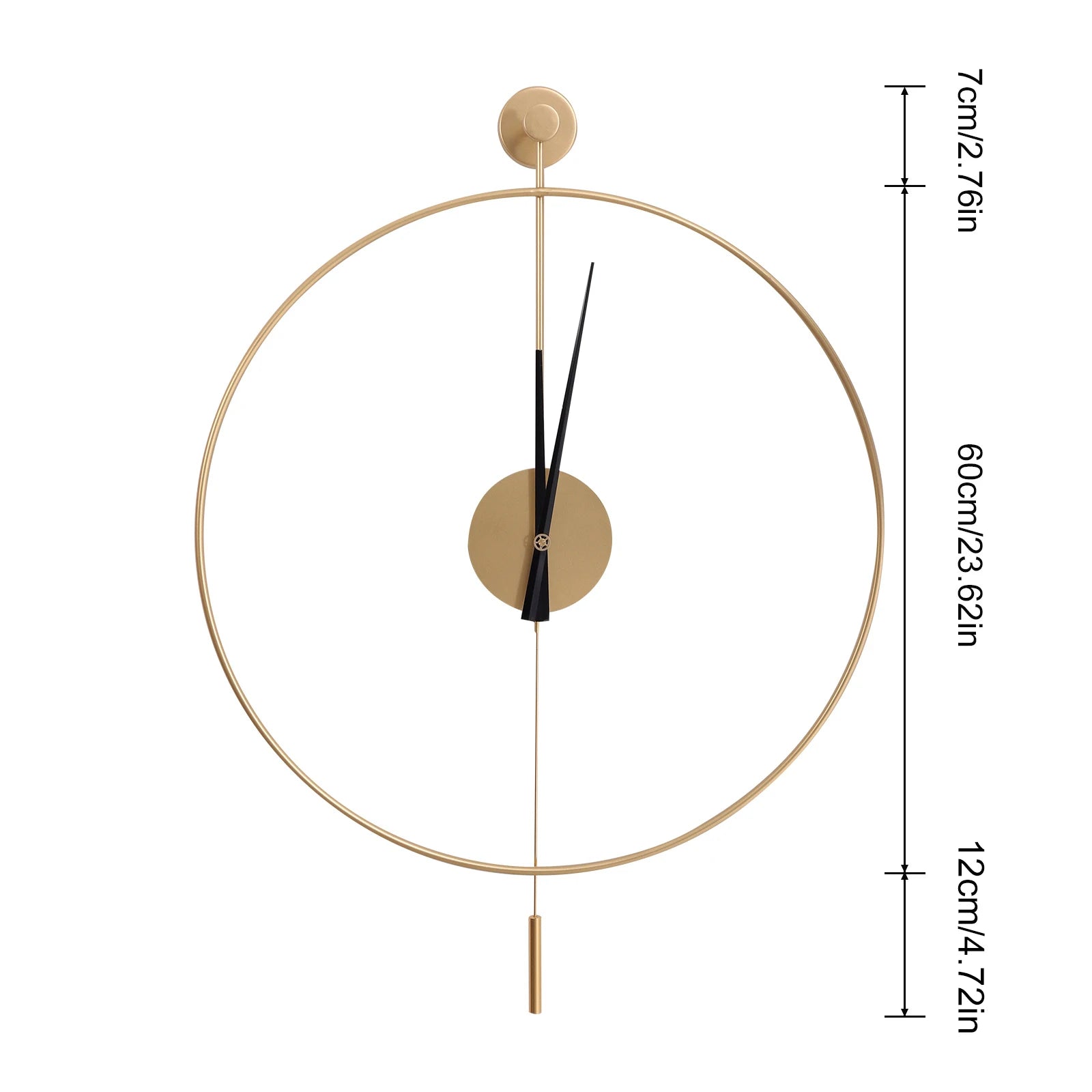 Modern Silent Wall Clock with Pendulum – Elegant Gold Accent for Quiet Sophistication