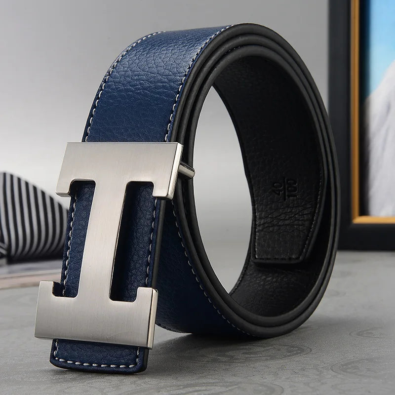 Versatile Split Leather Belt with Minimalist Buckle Design for Adults