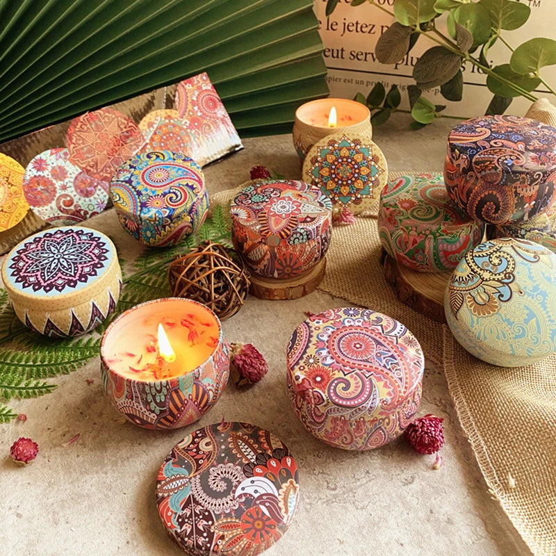 Scented Candles Jar Vintage Flower