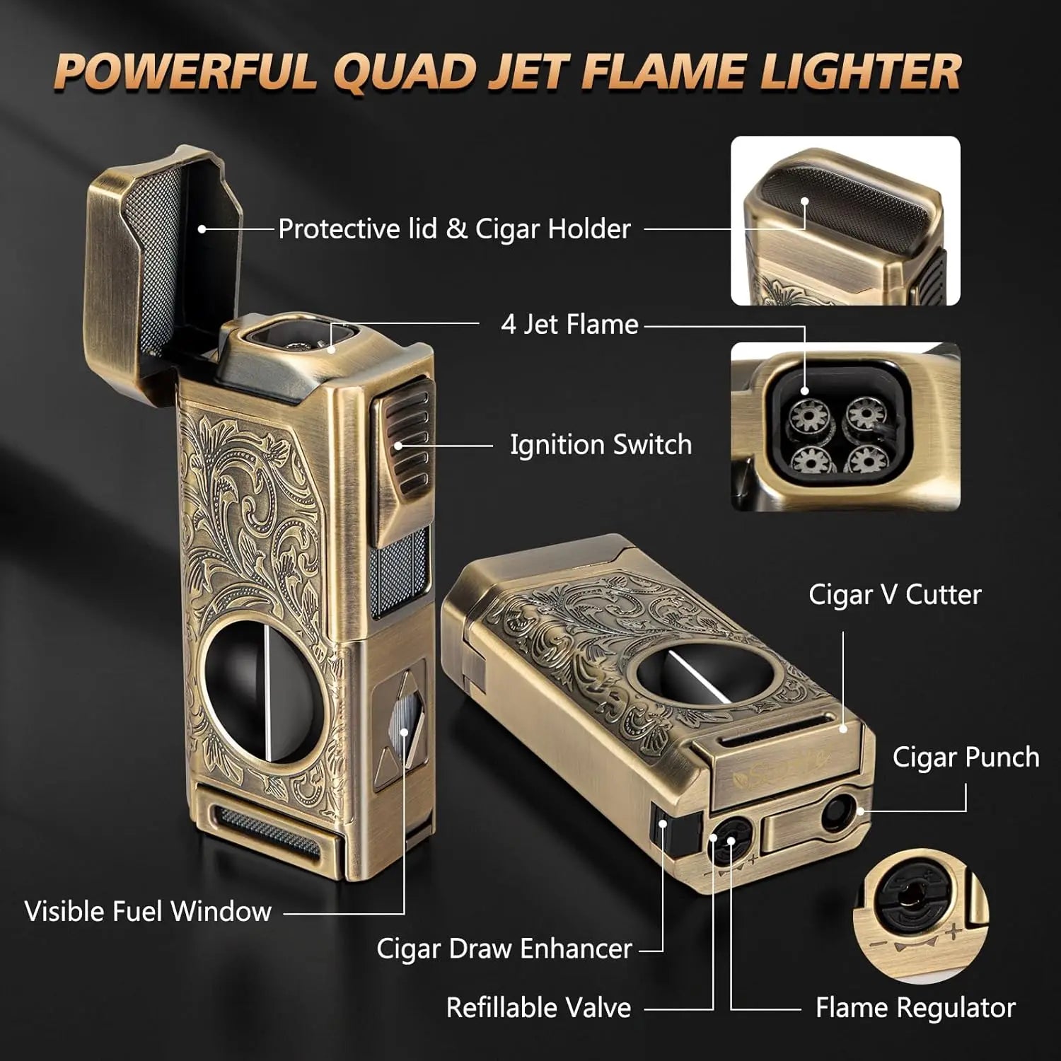 4 Jet Flame Cigar Lighter