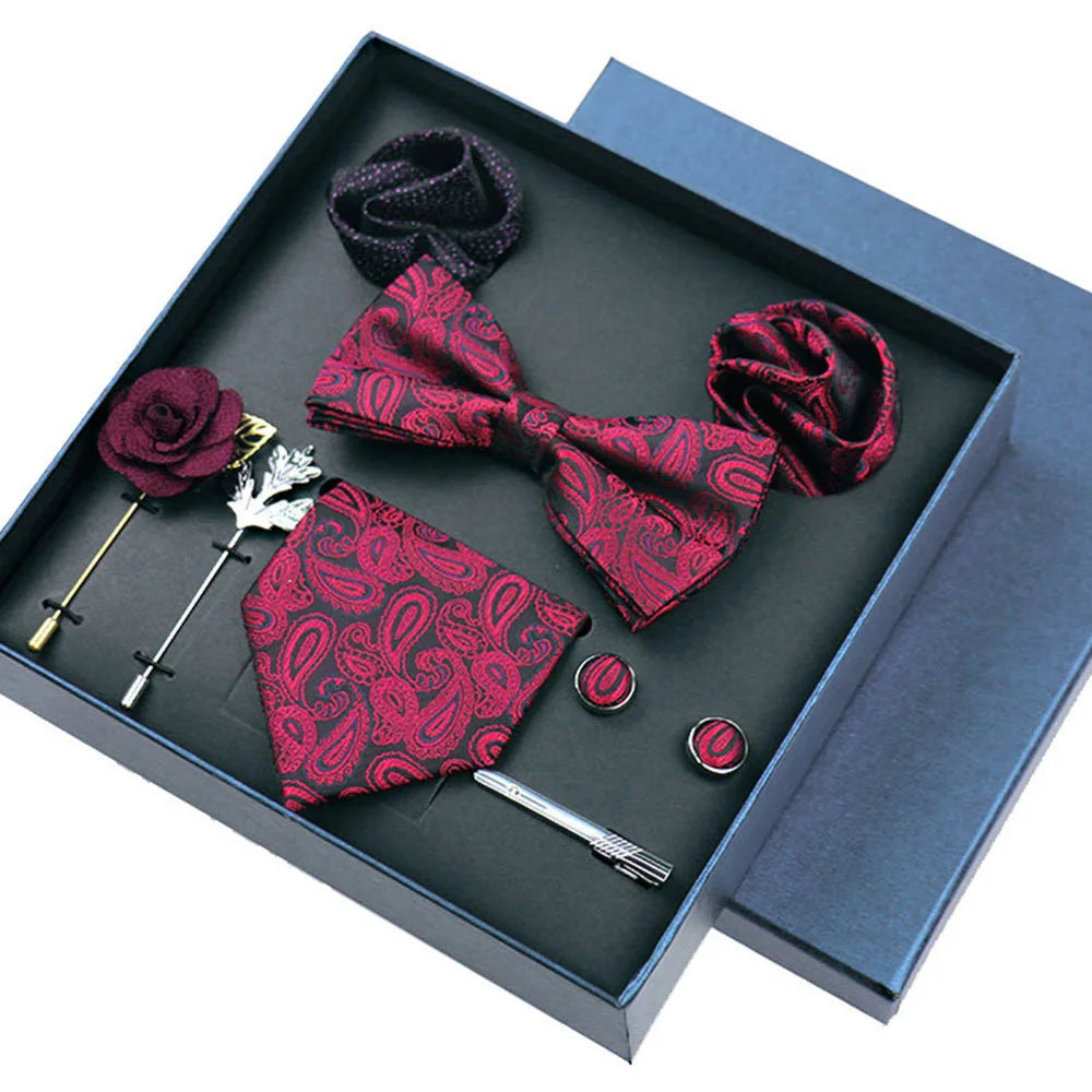 Luxury Men's Tie Set – Paisley Jacquard Woven