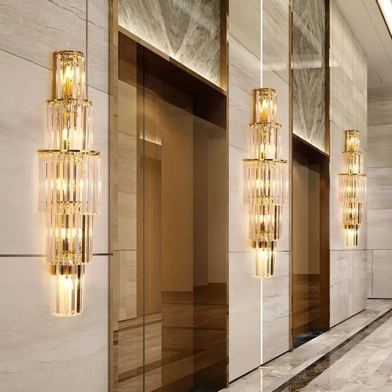 Contemporary Multi-Light Wall Sconce with Crystal Accents
