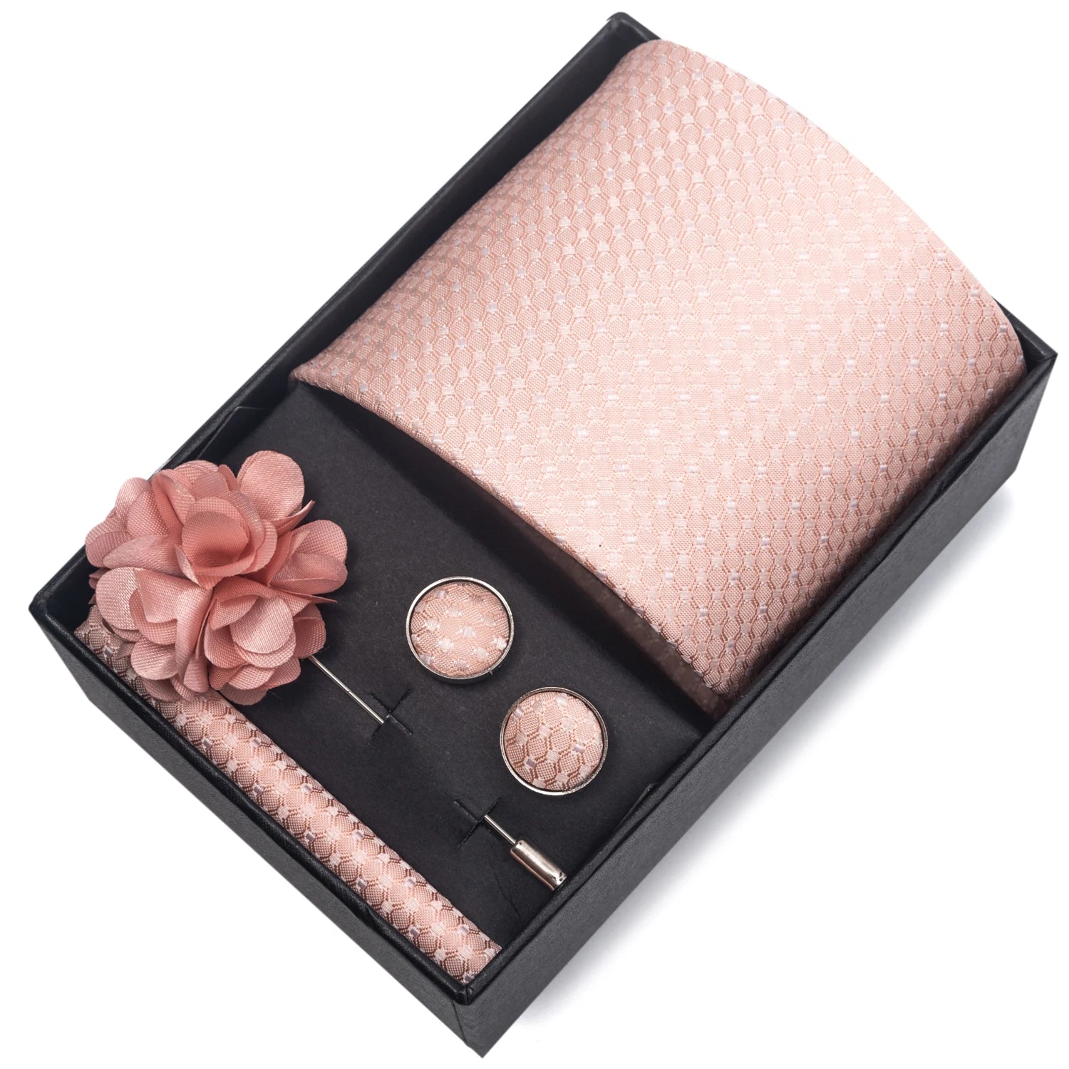 Striped Silk Necktie Gift Set – 4-Piece Men's Accessory Collection