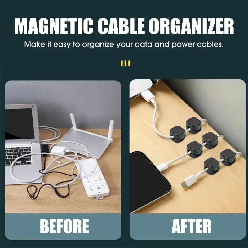 Magnetic Cable Organizer – Adhesive Cord Holder for Home & Office