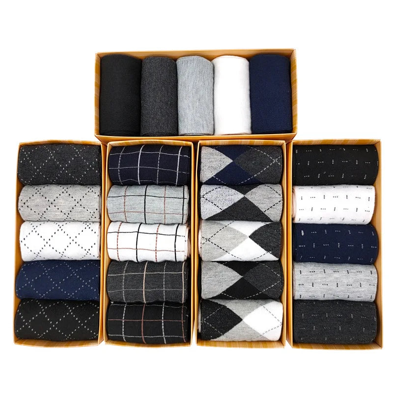 Men's Breathable Cotton Crew Socks – 5-Pair Gift Box