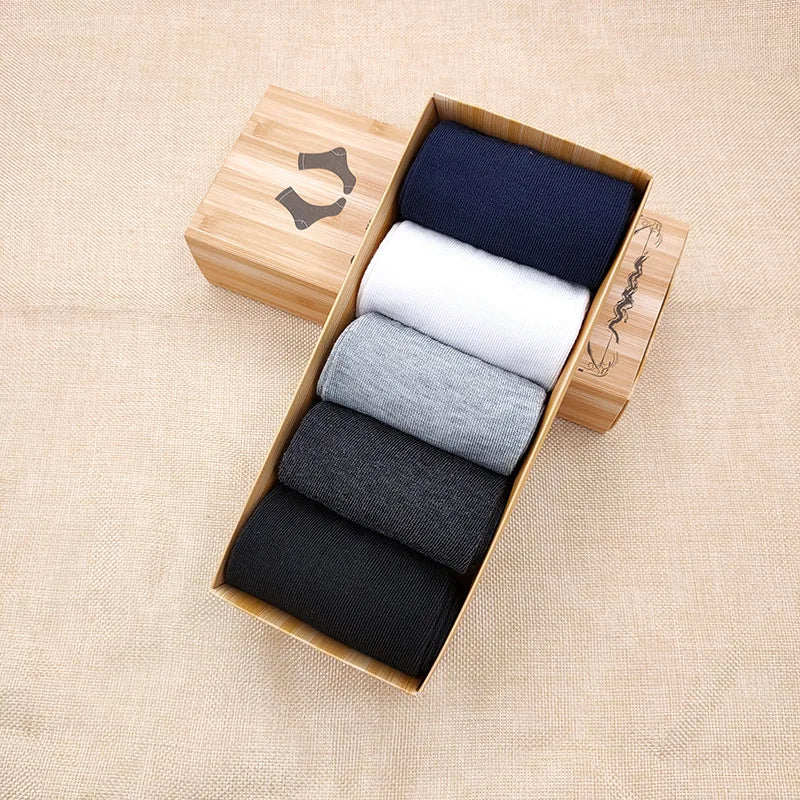 Men's Breathable Cotton Crew Socks – 5-Pair Gift Box