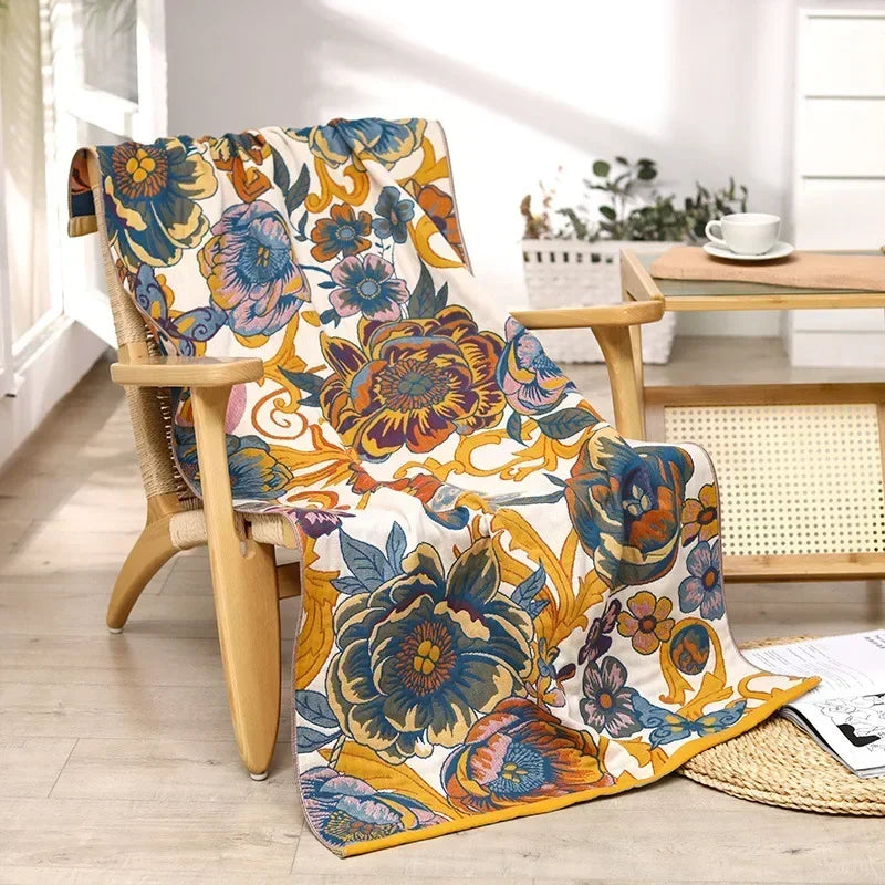 Luxury Quick-Dry Bath Towel – Floral Yarn-Dyed Cotton