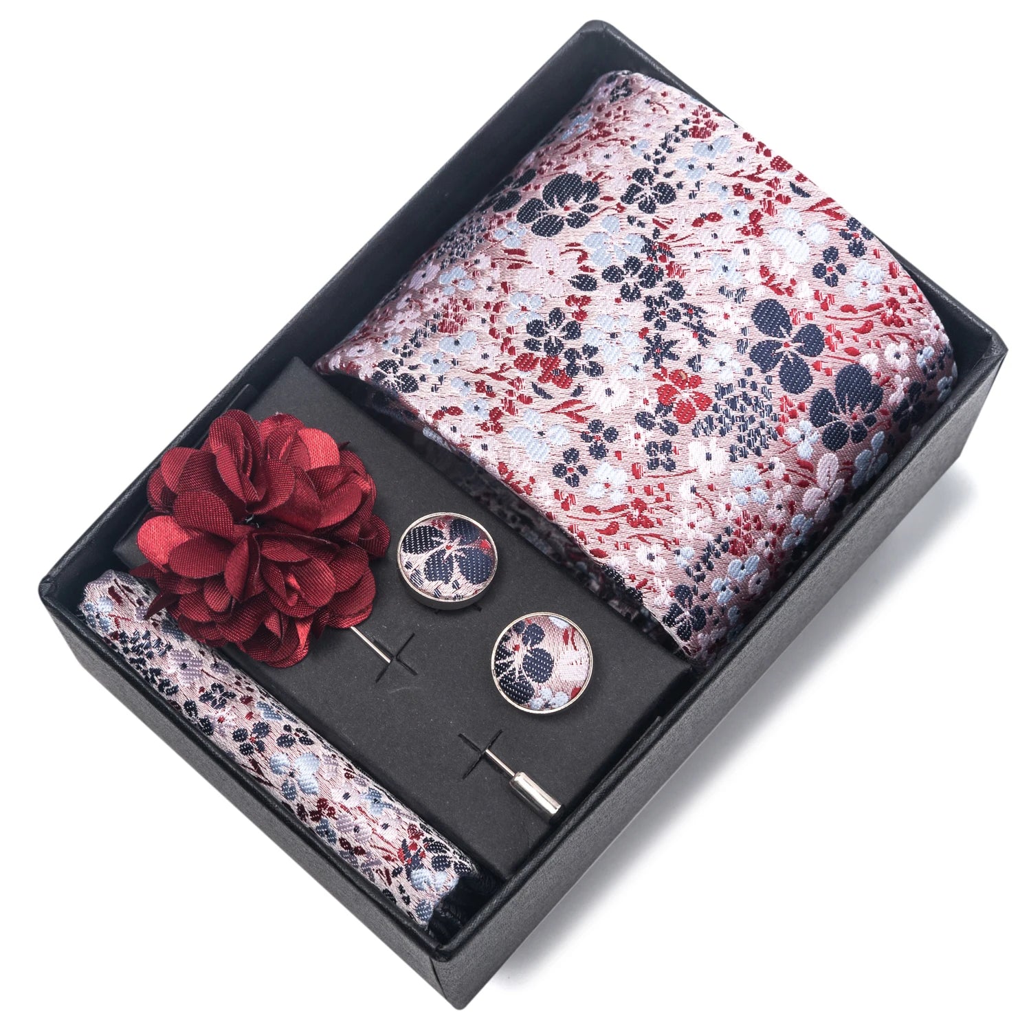 Striped Silk Necktie Gift Set – 4-Piece Men's Accessory Collection