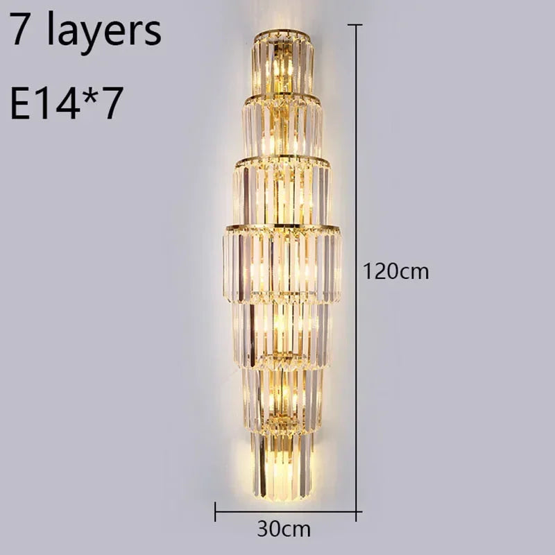 Contemporary Multi-Light Wall Sconce with Crystal Accents