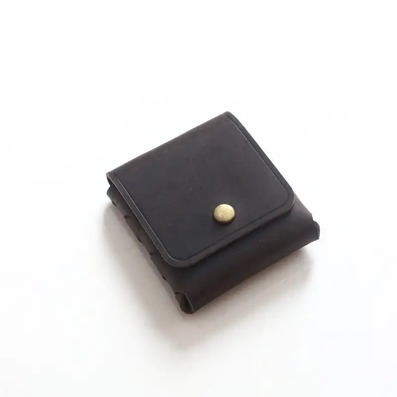 Men’s Vintage Leather Coin Purse | Compact Elegance in Genuine Cowhide