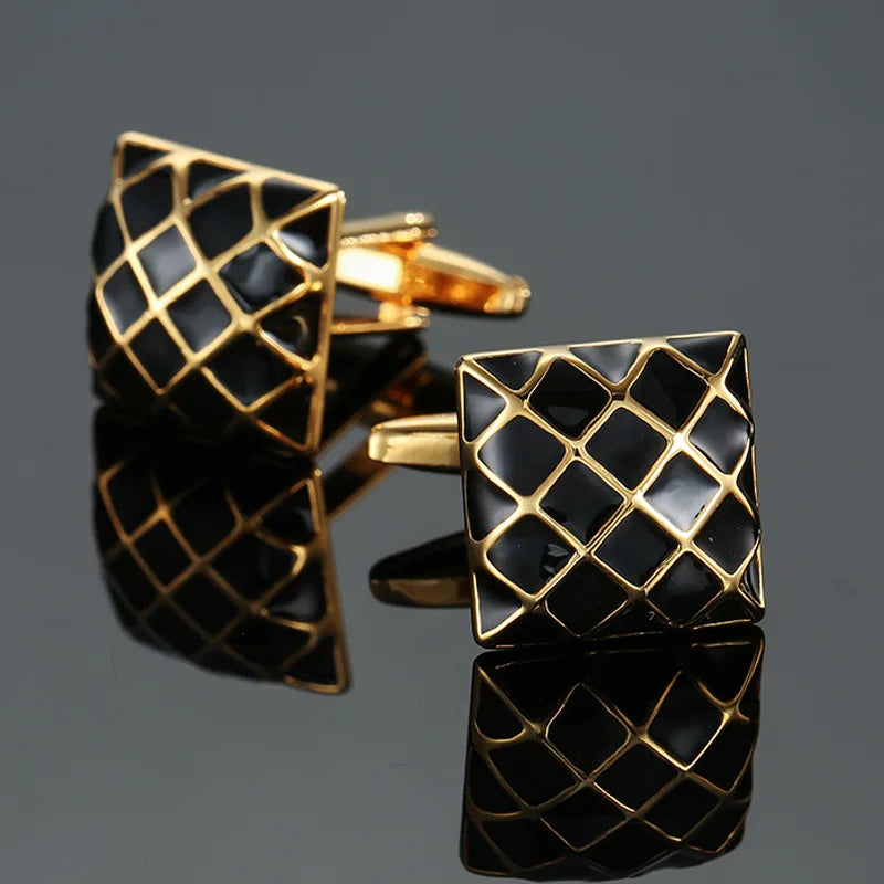 Modern Men's Square-Design Copper Cufflinks