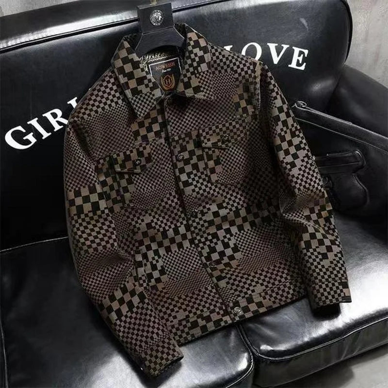 Men’s Classic Plaid Leather Jacket | Tailored Edge with Urban Sophistication