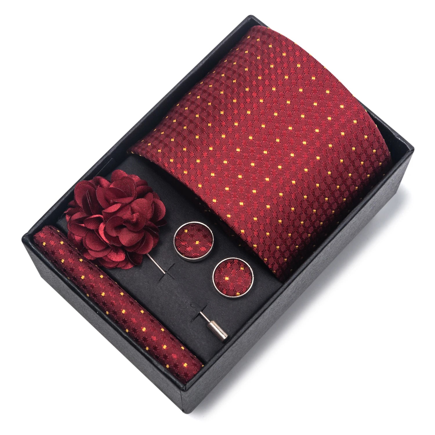 Striped Silk Necktie Gift Set – 4-Piece Men's Accessory Collection