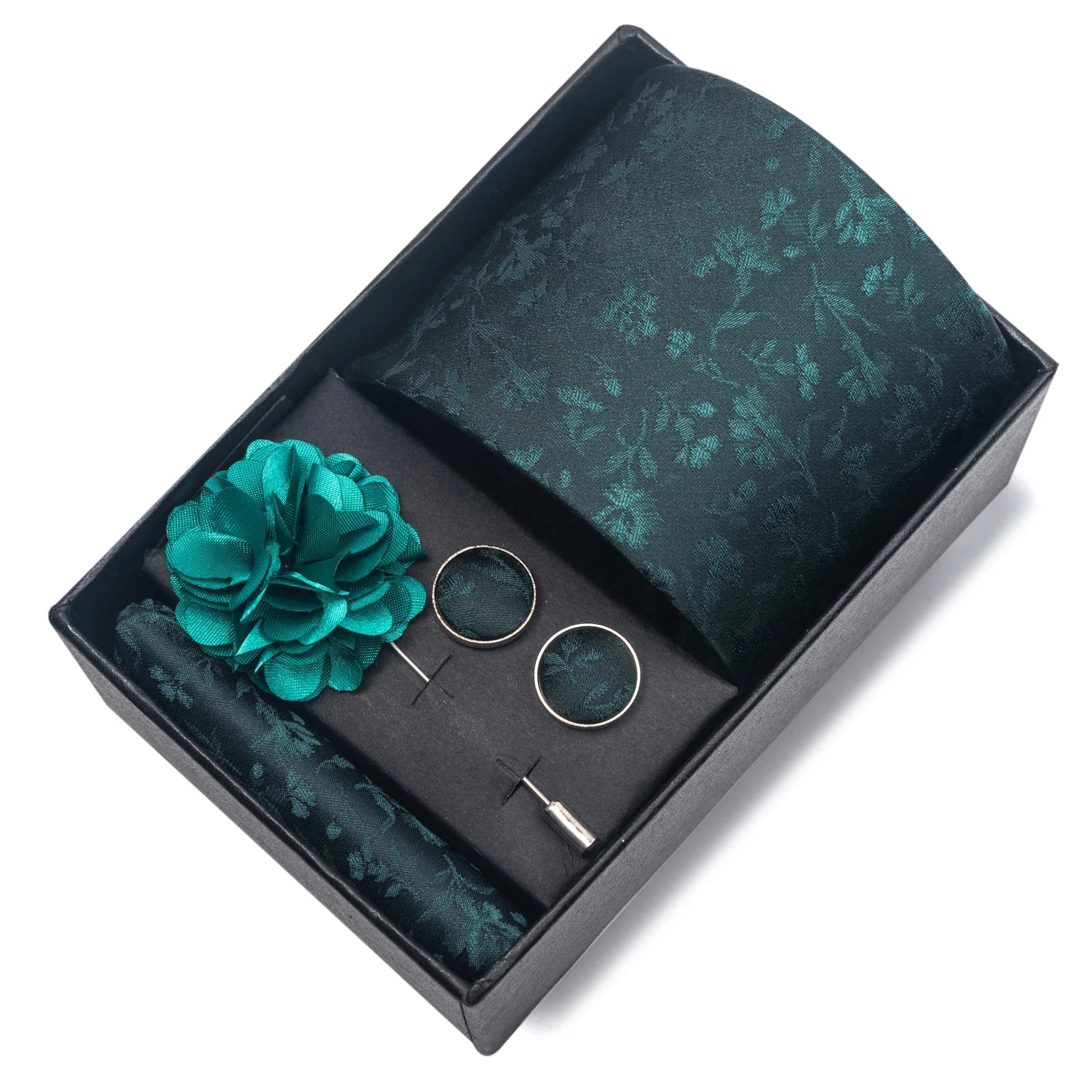 Striped Silk Necktie Gift Set – 4-Piece Men's Accessory Collection