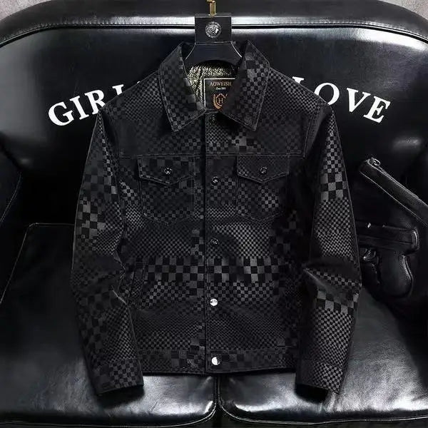 Men’s Classic Plaid Leather Jacket | Tailored Edge with Urban Sophistication