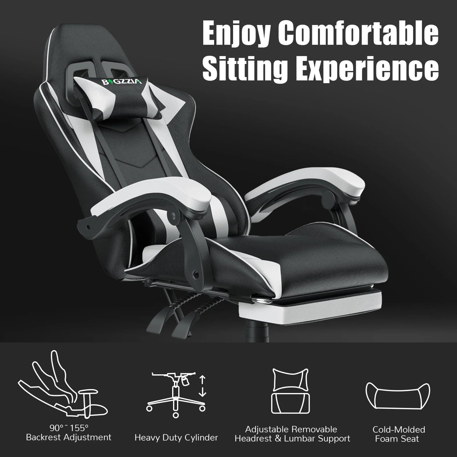 Ergonomic Gaming Chair with Footrest – Adjustable Swivel Office Seat