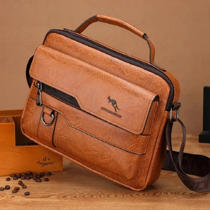 Men's Business Satchel – Structured Synthetic Leather Bag