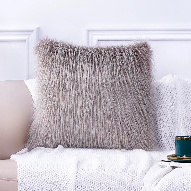 High-end Fluffy Faux Fox Fur Throw Pillows