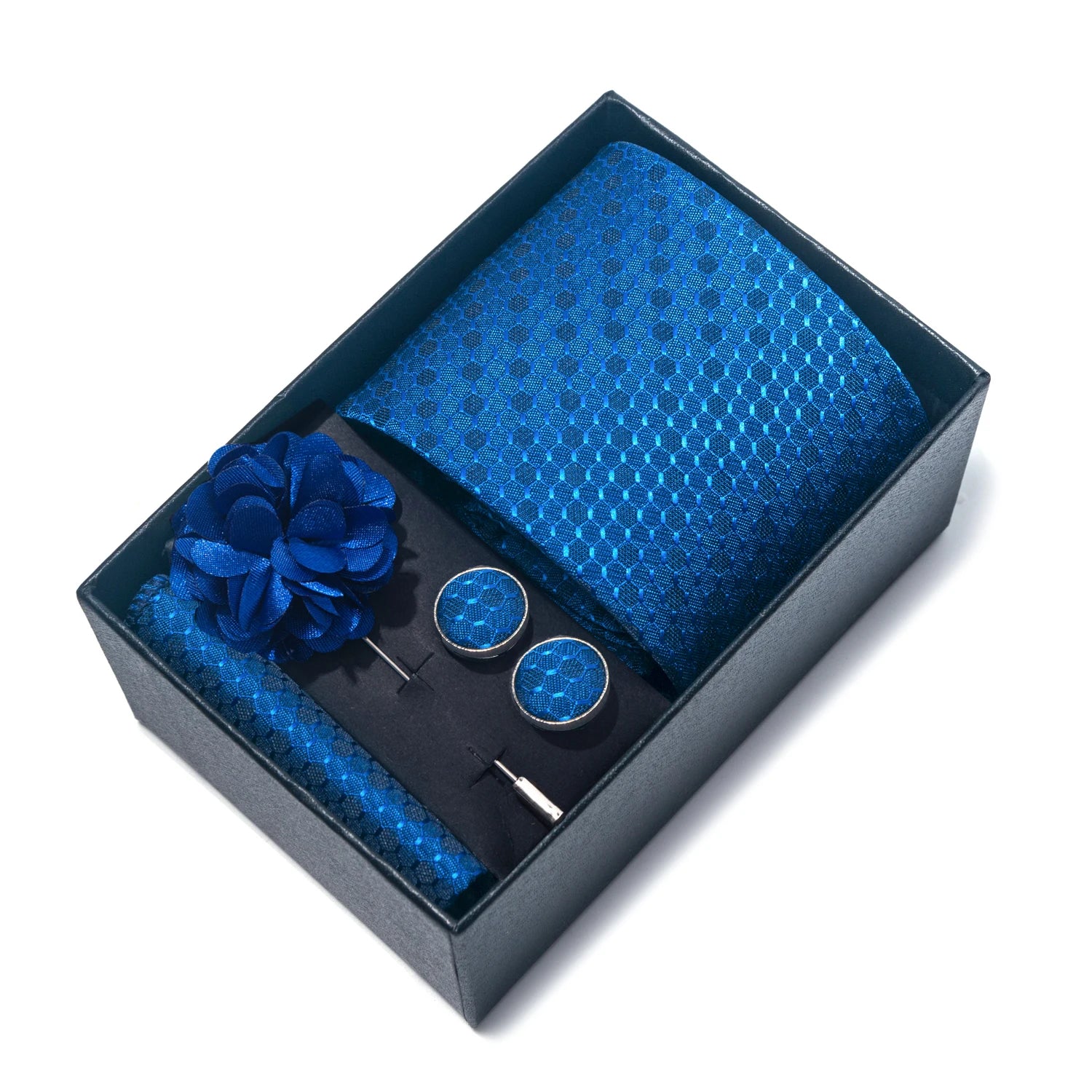 Striped Silk Necktie Gift Set – 4-Piece Men's Accessory Collection