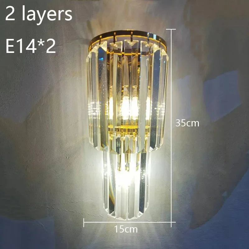Contemporary Multi-Light Wall Sconce with Crystal Accents