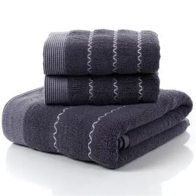 Luxury Cotton Towel Set – Geometric Embroidered Design
