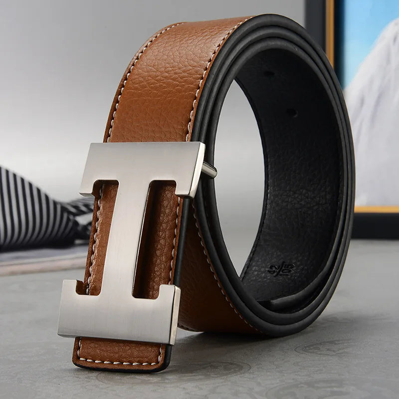 Versatile Split Leather Belt with Minimalist Buckle Design for Adults