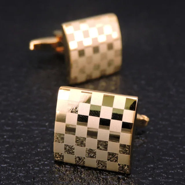 Modern Men's Square-Design Copper Cufflinks