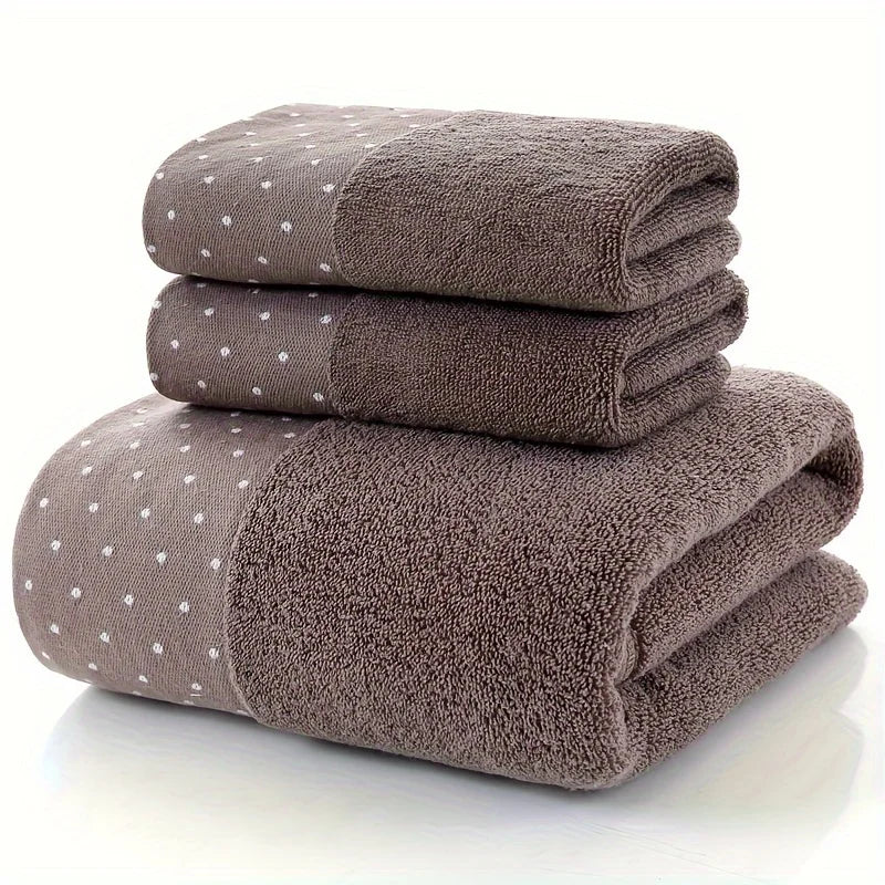 Luxury Cotton Towel Set – Geometric Embroidered Design