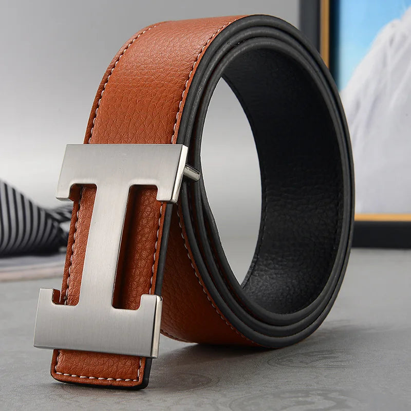 Versatile Split Leather Belt with Minimalist Buckle Design for Adults