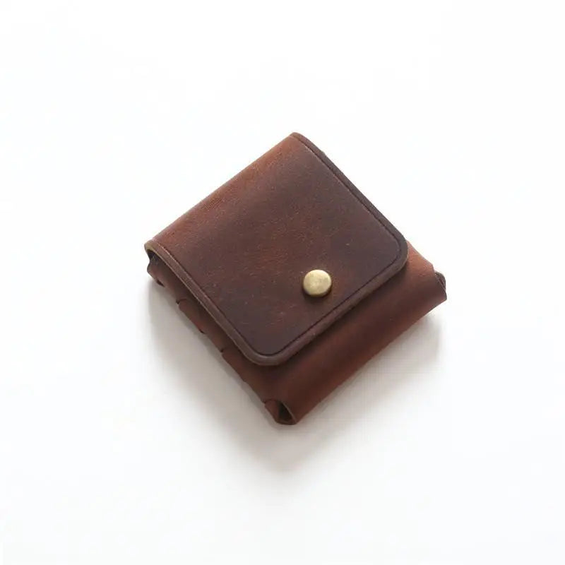Men’s Vintage Leather Coin Purse | Compact Elegance in Genuine Cowhide
