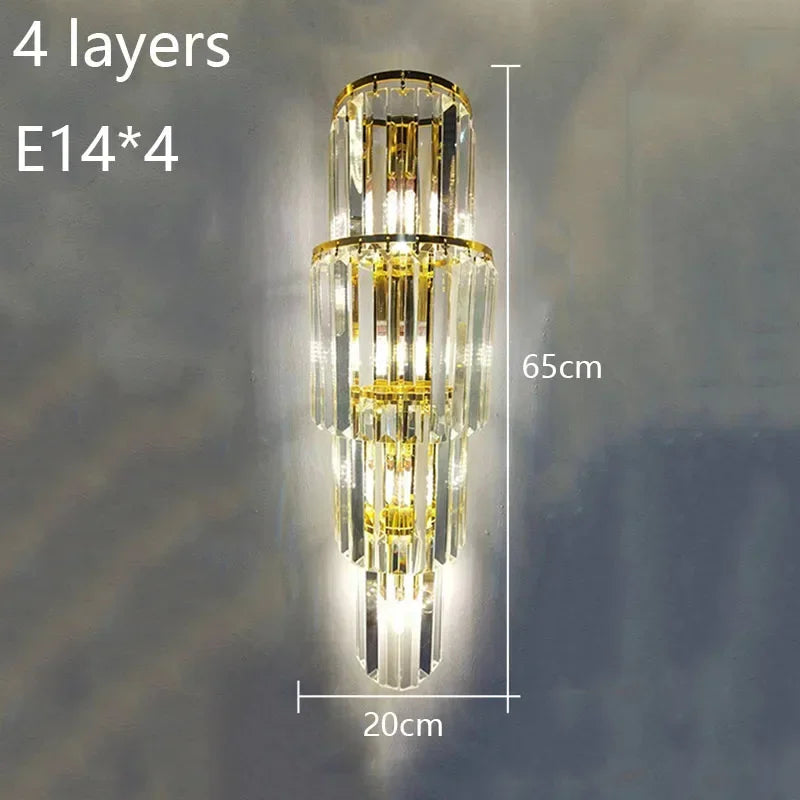 Contemporary Multi-Light Wall Sconce with Crystal Accents