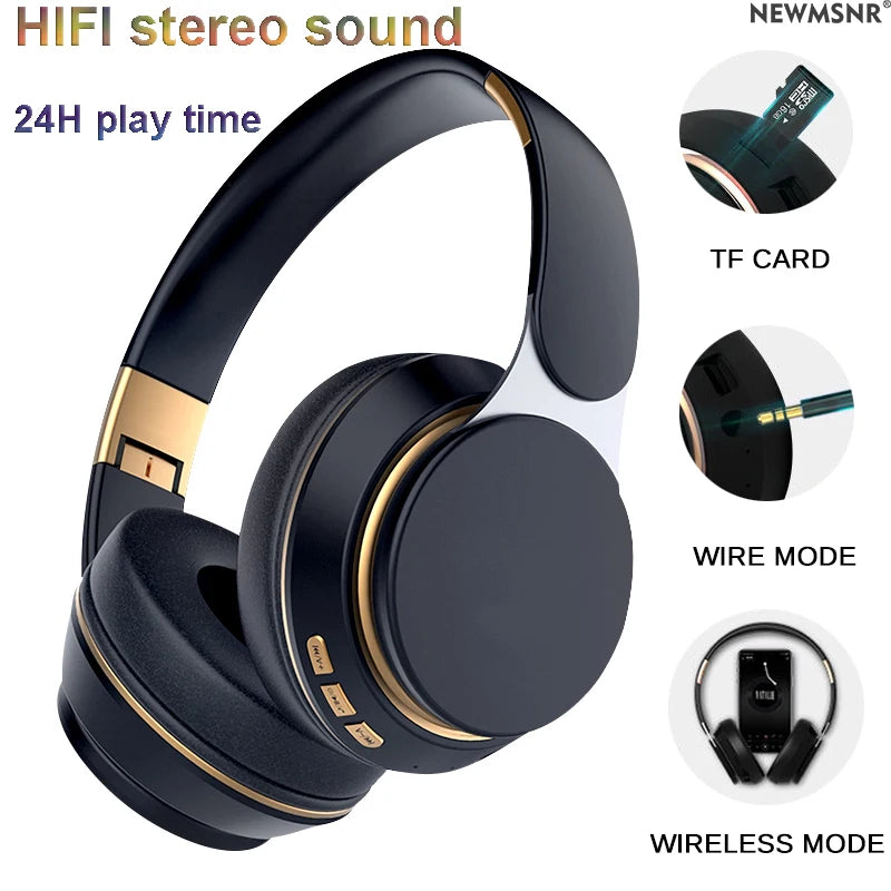 HiFi 9D Bass Wireless Headphones – Foldable Over-Ear Bluetooth Headset with Mic