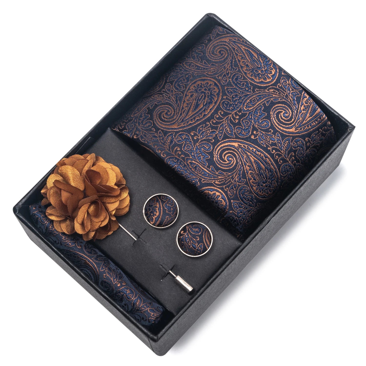 Striped Silk Necktie Gift Set – 4-Piece Men's Accessory Collection