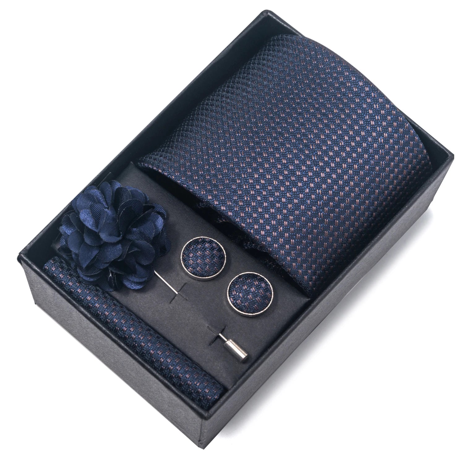 Striped Silk Necktie Gift Set – 4-Piece Men's Accessory Collection