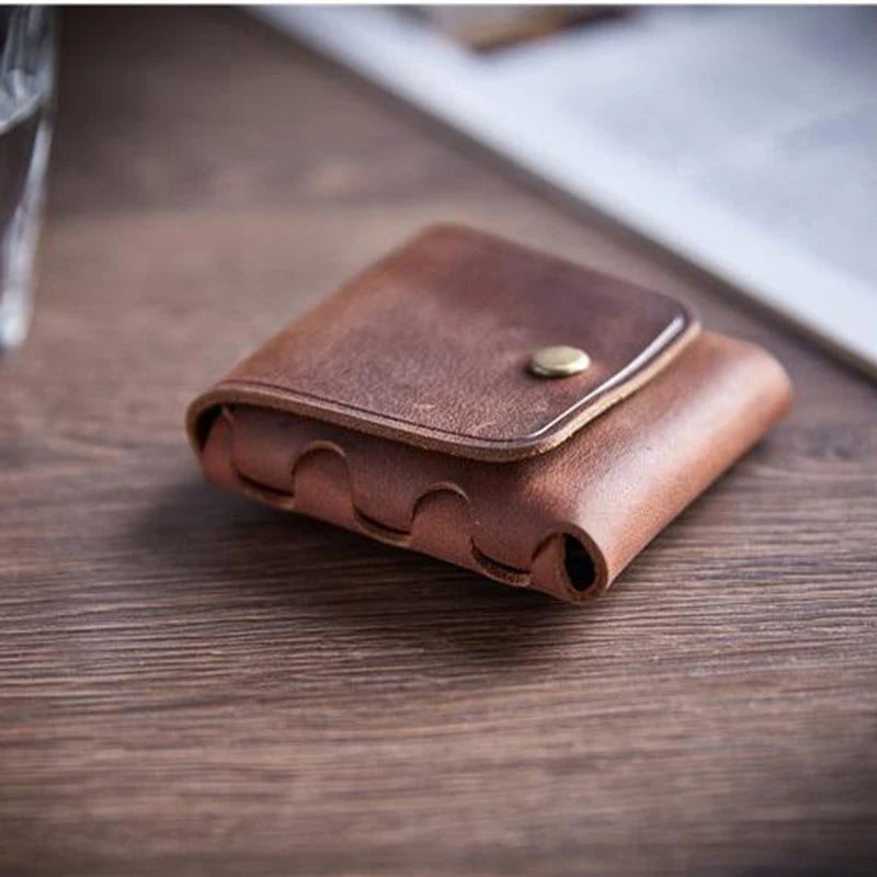 Men’s Vintage Leather Coin Purse | Compact Elegance in Genuine Cowhide