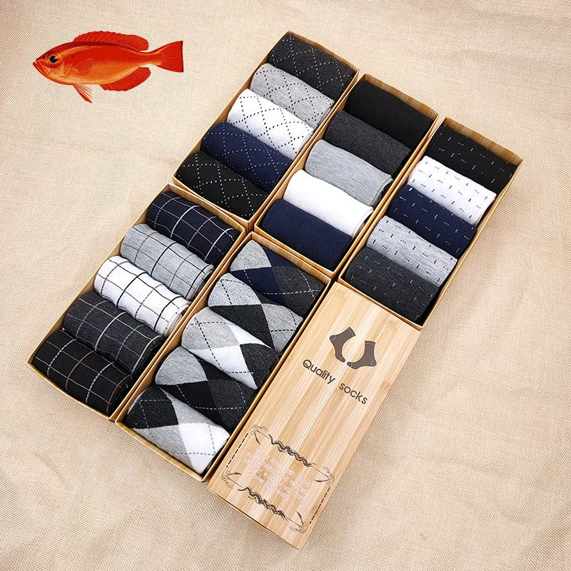 Men's Breathable Cotton Crew Socks – 5-Pair Gift Box
