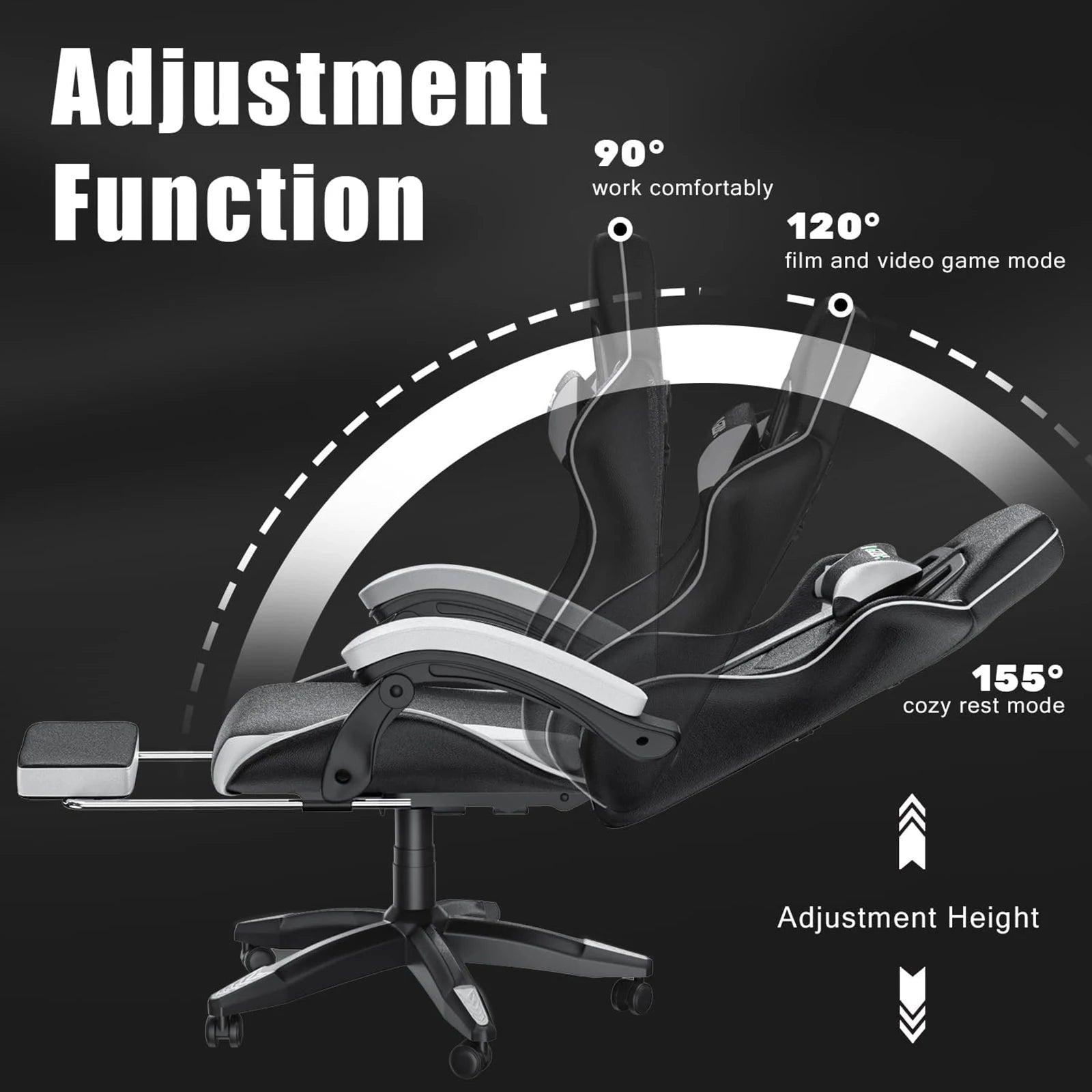 Ergonomic Gaming Chair with Footrest – Adjustable Swivel Office Seat