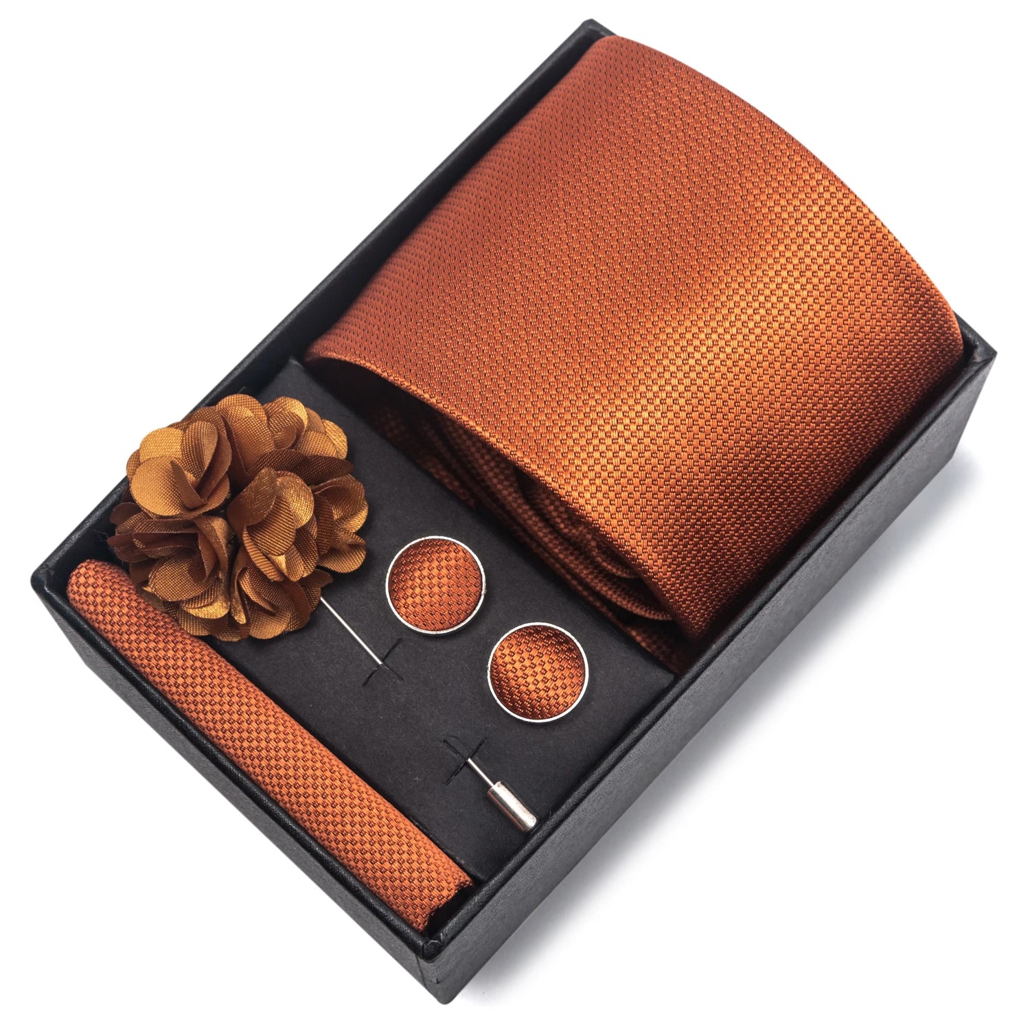 Striped Silk Necktie Gift Set – 4-Piece Men's Accessory Collection